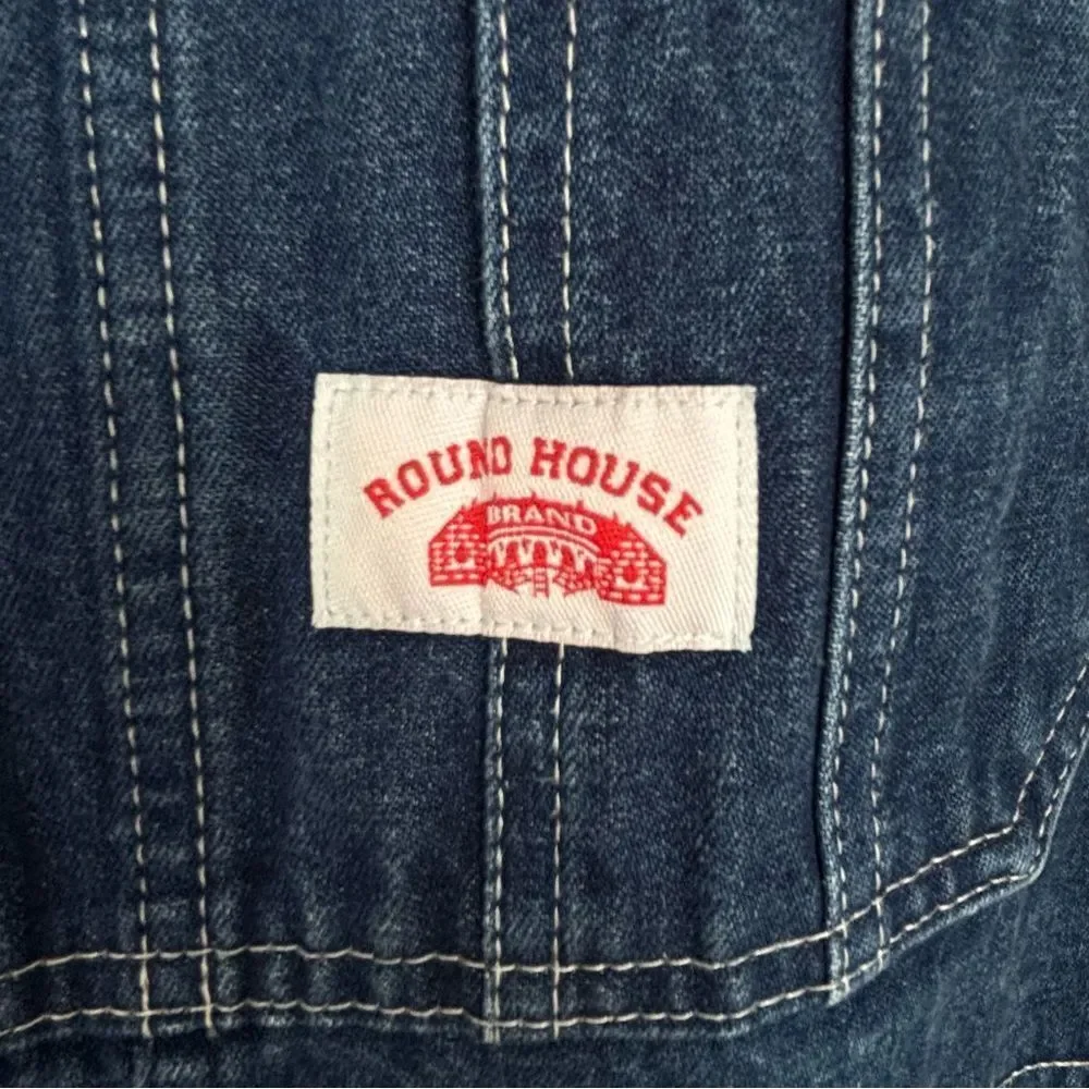 Vintage Round House Blue Denim Overalls Size 40 Unisex Normcore Farm‎ Workwear